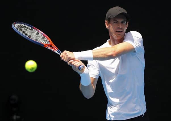 Andy Murraytrains for the opening round of the Australian Open in Melbourne. Photograph: David Gray/ AFP/Getty Images