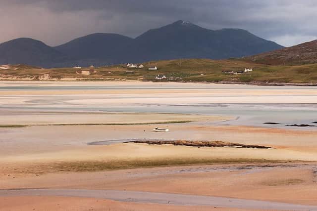The white sandy beach at Seilebost looking towards Luskentyre offers one of the finest views on Harris.