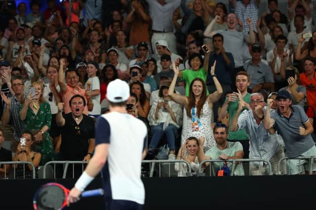 Spectators encourage Andy Murray during his first round match against Roberto Bautista Agut. Picture: Getty