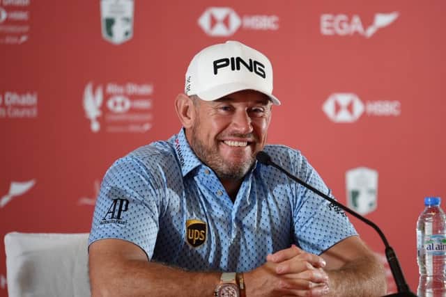 Lee Westwood smiles during his press conference ahead of the Abu Dhabi HSBC Championship. Picture: Getty Images