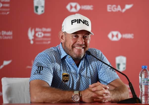 Lee Westwood smiles during his press conference ahead of the Abu Dhabi HSBC Championship. Picture: Getty Images
