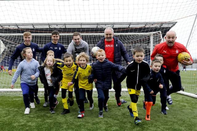 Players and management gave the Junior Bairns a fun football afternoon. Picture Michael Gillen.