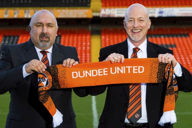 Dundee United owner Mark Ogren, right, and sporting director Tony Asghar hosted their first press conference at Tannadice yesterday. Picture: SNS.