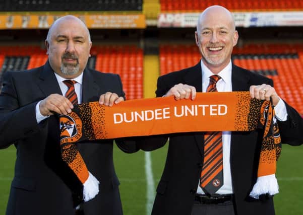 Dundee United owner Mark Ogren, right, and sporting director Tony Asghar hosted their first press conference at Tannadice yesterday. Picture: SNS.