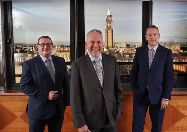 From left: Anderson Strathern's managing partner Murray McCall, commercial director Adrian Smith and chair Bruce Farquhar. Picture: Stewart Attwood