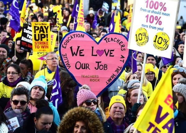 Thousands of teachers marched in Glasgow over pay in October.