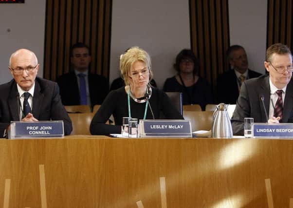 Labour MSP Jenny Marra said former NHS Tayside chief executive Lesley McLay (centre) had presided 'over a board in financial chaos'. Picture: Andrew Cowan