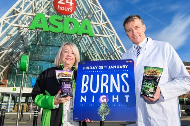 Yvonne McArthur, trading assistant with Asda, and butcher Simon Howie, ahead of Burns Night. Picture: Ian Georgeson