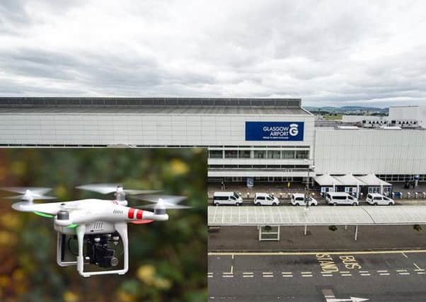 The category A near miss featured a white drone and an aircraft at an altitude of 800 feet as it was coming into land at Glasgow Airport. Picture: PA/John Devlin