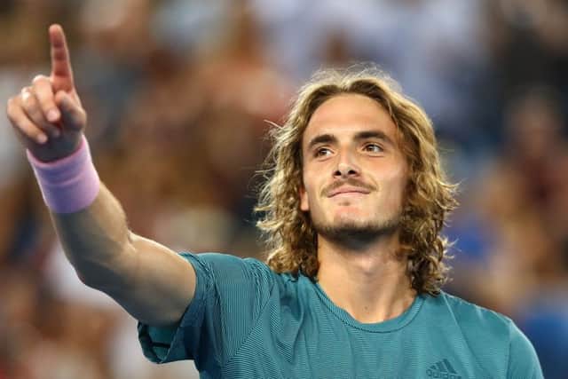 Stefanos Tsitsipas of Greece celebrates during his win over Nikoloz Basilashvili of Georgia.  Picture: Julian Finney/Getty Images