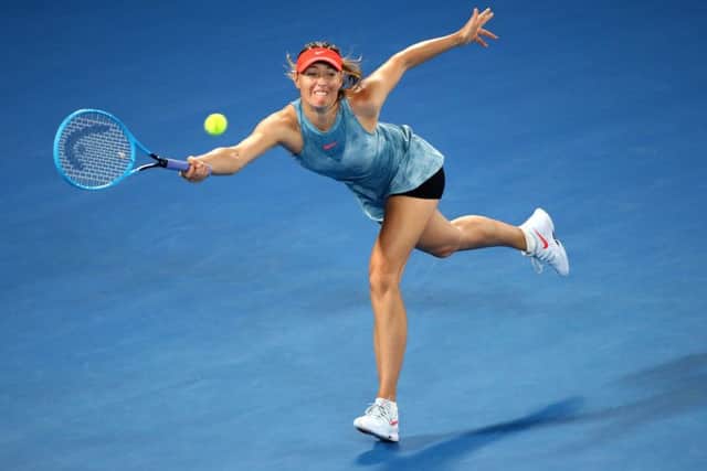 Maria Sharapova in action during her victory over Caroline Wozniacki at the Australian Open. Picture: Cameron Spencer/Getty Images