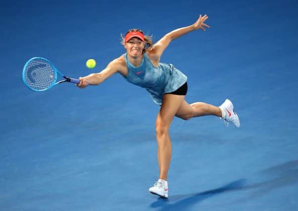 Maria Sharapova in action during her victory over Caroline Wozniacki at the Australian Open. Picture: Cameron Spencer/Getty Images