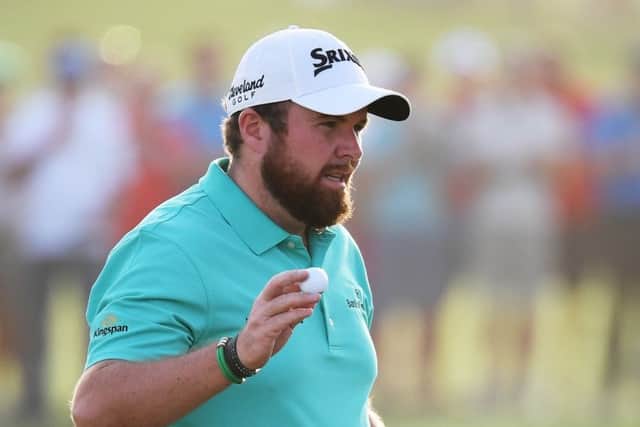 Irishman Shane Lowry celebrates making a last-hole birdie to open up a three-shot lead in the Abu Dhabi HSBC Championship. Picture: Getty Images