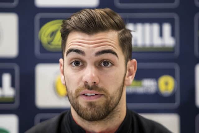 Hearts' Ben Garuccio speaks to the press ahead of his side's William Hill Scottish Cup match against Livingston. Picture: Bruce White/SNS