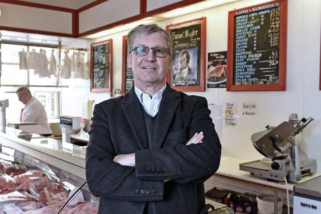Livingston chairman Robert Wilson, whose side face Hearts in the Scottish Cup, at his butchers shop in Edinburgh. Picture: Neil Hanna