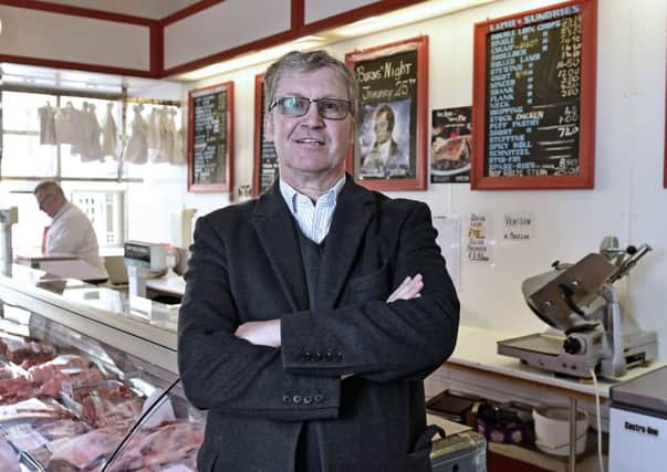 Livingston chairman Robert Wilson, whose side face Hearts in the Scottish Cup, at his butchers shop in Edinburgh. Picture: Neil Hanna