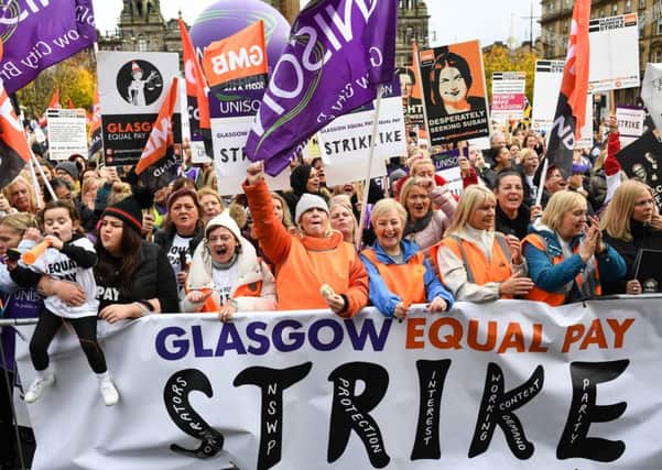 Three months after a well-supported strike, Glasgows equal pay campaigners have won a long-running dispute with the council. Picture: Jeff J Mitchell/Getty Images