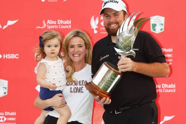 Shane Lowry with wife Wendy and daughter Iris, two. Photograph: Warren Little/Getty