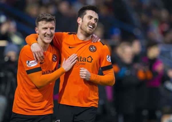 Dundee United's Callum Booth doubles the lead for his side. Pic: SNS/Bruce White