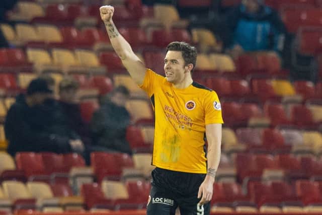 Stenhousemuir's Mark McGuigan equalises for his side. Pic: SNS/Ross Parker