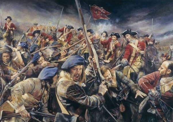 An artist's impression of the clash in which many of the Hanoverian cavalry were driven from the field.