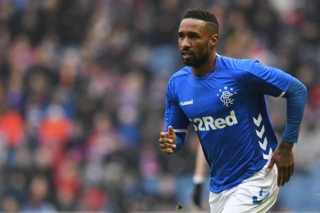 Jermain Defoe in action for Rangers during the friendly match with Helsinki. Picture: SNS
