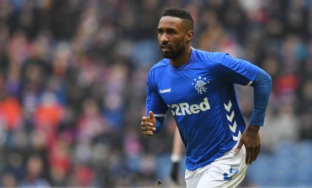 Jermain Defoe in action for Rangers during the friendly match with Helsinki. Picture: SNS