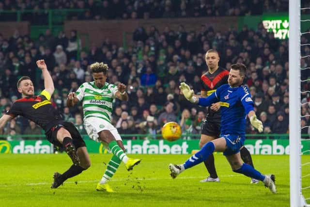 Celtic's Scott Sinclair stabs home to make it 2-0. Picture: SNS