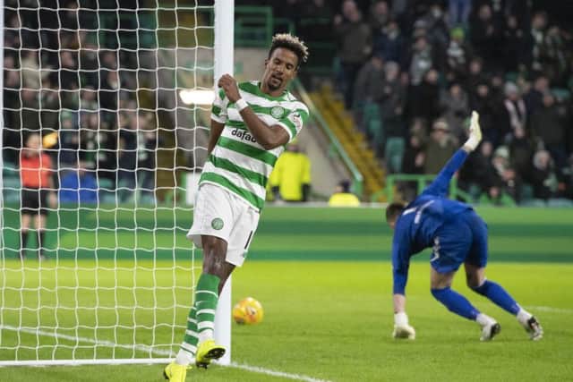 Celtic's Scott Sinclair shows his frustration after his hat-trick goal is disallowed for offside against Airdrie in the Scottish Cup