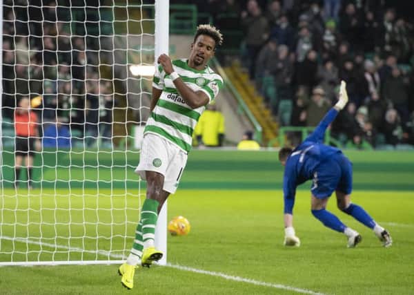 Celtic's Scott Sinclair shows his frustration after his hat-trick goal is disallowed for offside against Airdrie in the Scottish Cup