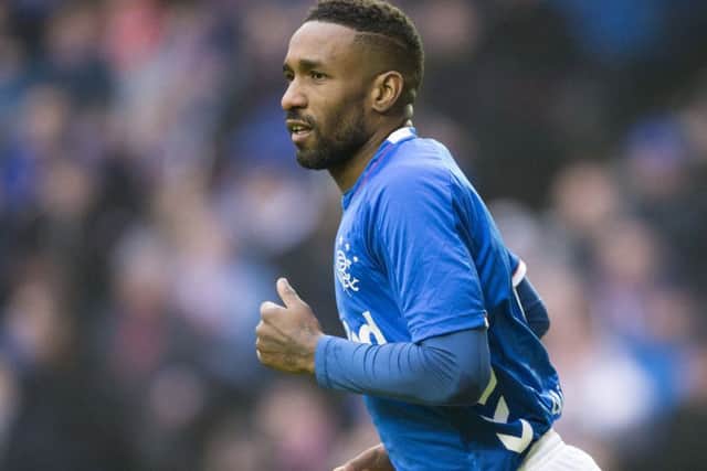 Jermain Defoe in action for Rangers on his debut against Helsinki on Sunday.