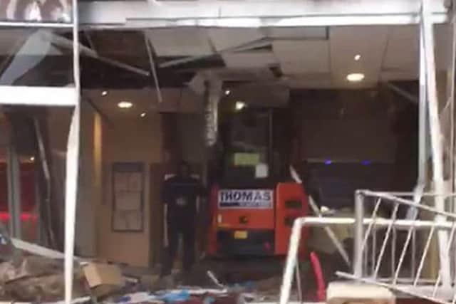 Videograb image of the damage caused to the Travelodge in Edge Lane. Photo: Samuel White /PA Wire