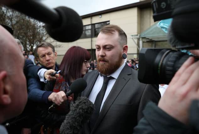 Mark Meechan speaks to the media outside Airdrie Sheriff Court. Photo: Andrew Milligan/PA Wire