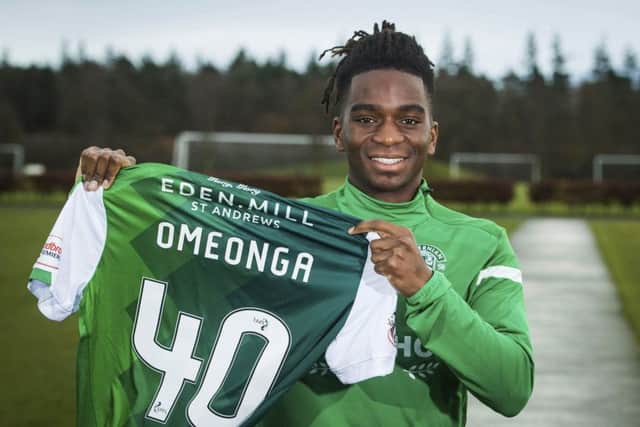 New Hibs signing Stephane Omeonga at the East Mains training centre. Picture: Paul Devlin/SNS