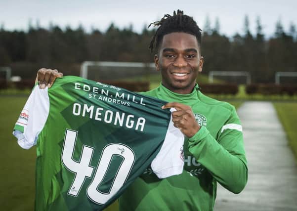 New Hibs signing Stephane Omeonga at the East Mains training centre. Picture: Paul Devlin/SNS