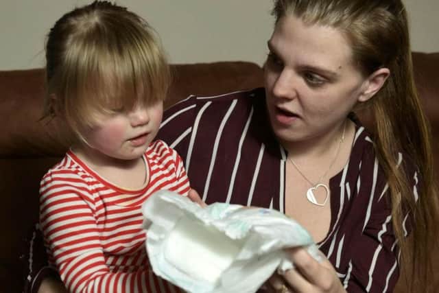 Charlotte was outraged when she found glass in her daughters Little Angels Nappy. Picture: SWNS