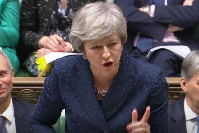 Theresa May speaks in the Commons during Prime Minister's Questions