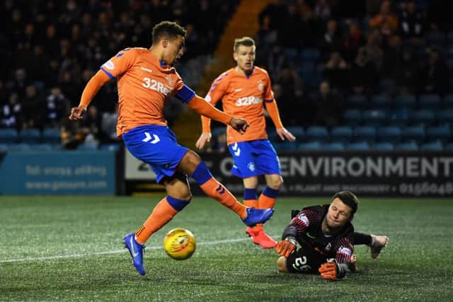 Rangers captain James Tavernier has his shot blocked during Wednesday night's defeat. Picture: SNS