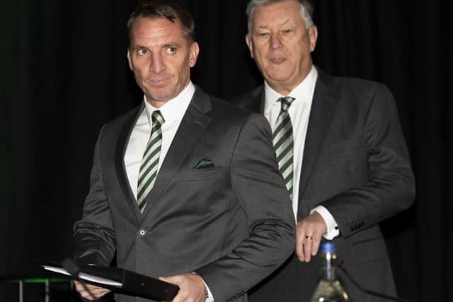 Celtic manager Brendan Rodgers with chief executive Peter Lawwell. Picture: Craig Foy/SNS