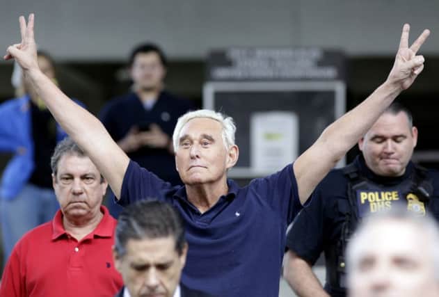 Roger Stone, a former Trump campaign adviser, leaves a federal courthouse in Florida after he was charged with lying to Congress (Picture: Lynne Sladky/AP)