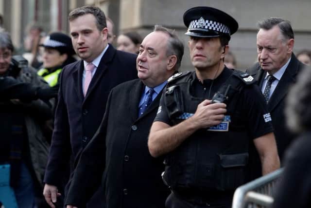 Former first minister Alex Salmond outside Edinburgh Sheriff Court on Thursday. Picture: SNS