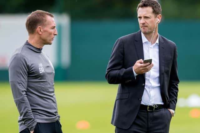 Celtic manager Brendan Rodger with the club's head of recruitment Lee Congerton at training. Picture: Ross Parker/SNS