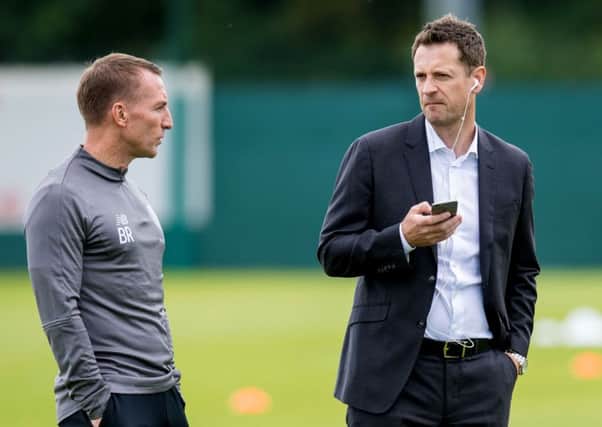 Celtic manager Brendan Rodger with the club's head of recruitment Lee Congerton at training. Picture: Ross Parker/SNS