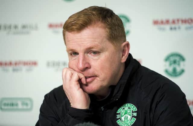 Hibernian manager Neil Lennon looks set to be absent from the match against St Mirren. Picture: SNS
