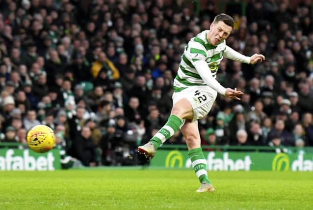 Callum McGregor scores for Celtic. Pic: SNS/Rob Casey