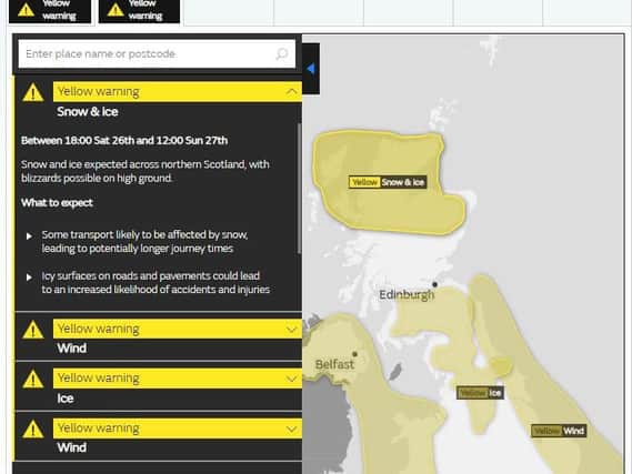 Yellow - "be aware" - severe warnings in force overnight. Picture: Met Office