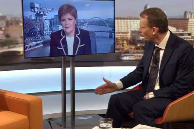 First Minister Nicola Sturgeon appears on the BBC's Andrew Marr Show