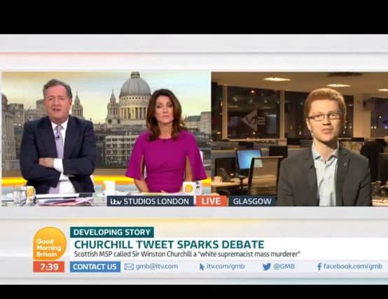 Greer (right) appeared on the ITV show Good Morning Britain to defend his views on Sir Winston Churchill