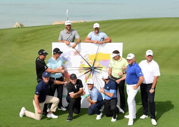 The marquee names in the inaugural $3.5m Saudi International take part in a geography test at Royal Greens Golf & Country Club in King Abdullah Economic City against the stunning backdrop of the Red Sea. Picture: Ross Kinnaird/Getty