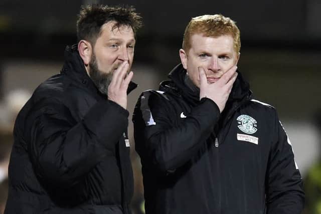 Neil Lennon and assistant Garry Parker have now left the Easter Road club. Picture: SNS.